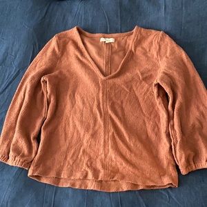 Muted rust Madewell 3/4 sleeve blouse